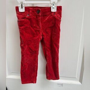Crewcuts 2T Girls Vibrant Red Corduroy Kids Winter Warm Casual Pants